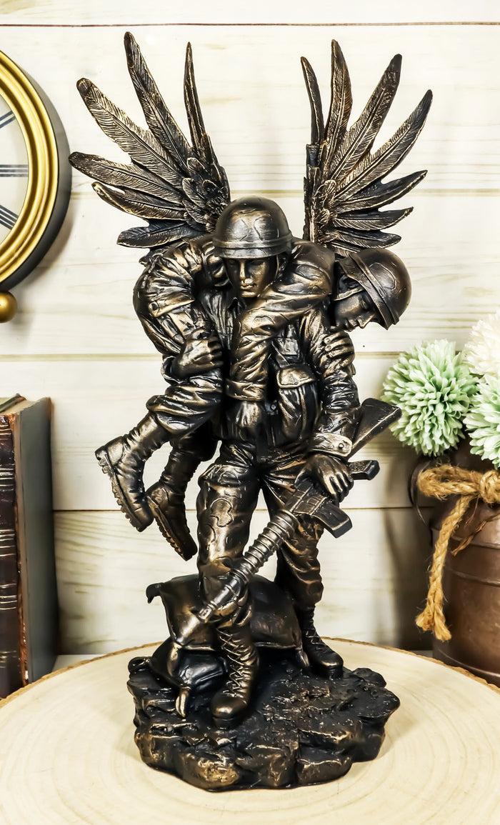 ebros gift Marine Guardian Angel Military Soldier Carrying A Wounded Brother Statue 13"H