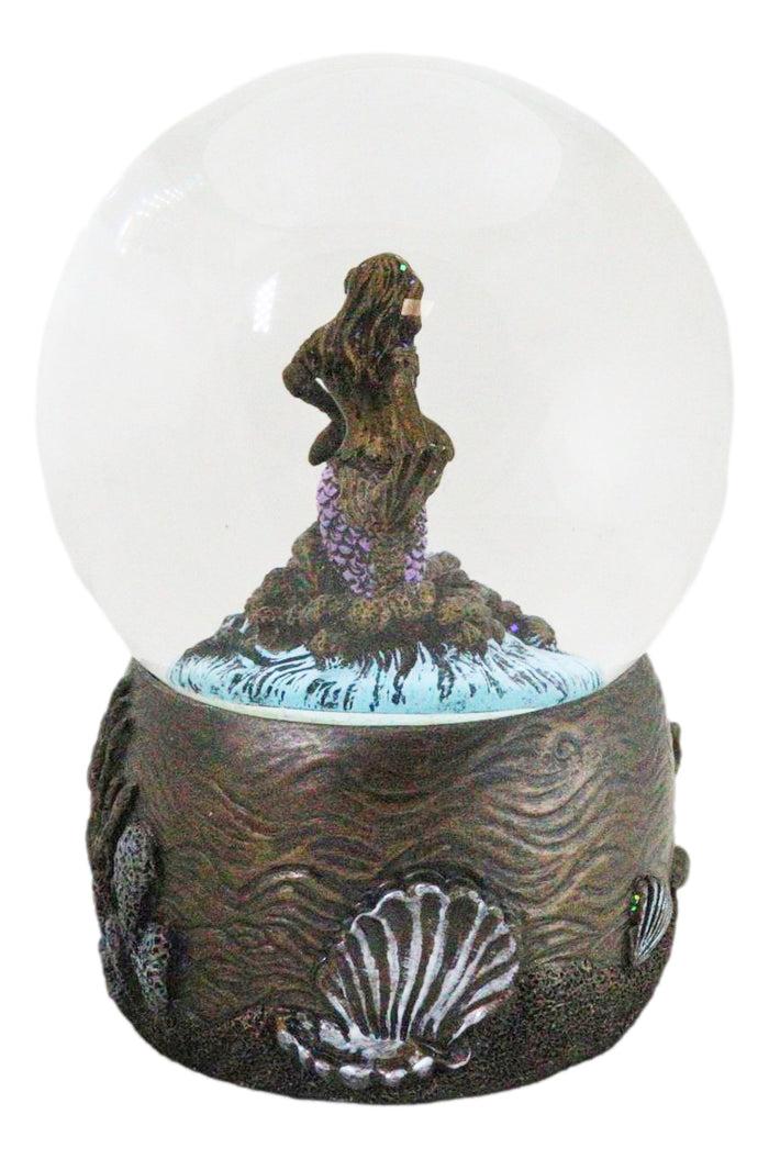 Ebros Gift Marine Ocean Atlantis Goddess Mermaid Playing With Dolphin Water Globe Figurine