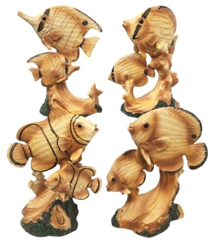 ebros gift Marine Ocean Fishes Clown fish Angelfish Blue Tang Butterfly Fish Figurine Set