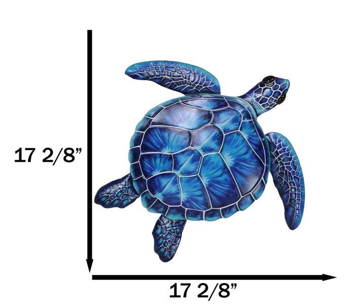 Ebros Gift Marine Ocean Harmony Series Blue Bermuda Elegant Sea Turtle Metal Wall Decor
