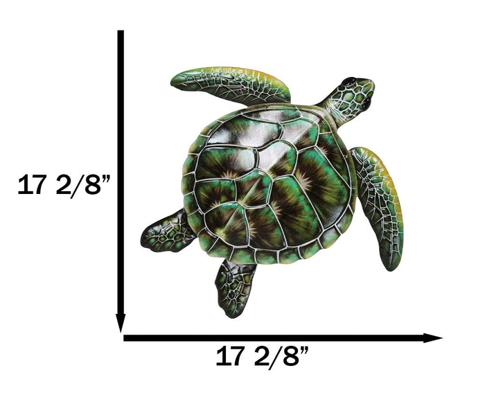 Ebros Gift Marine Ocean Harmony Series Green Bermuda Elegant Sea Turtle Metal Wall Decor