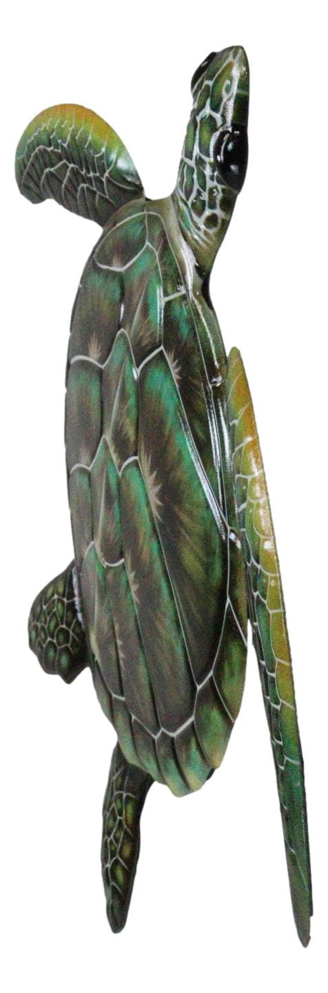 Ebros Gift Marine Ocean Harmony Series Green Bermuda Elegant Sea Turtle Metal Wall Decor