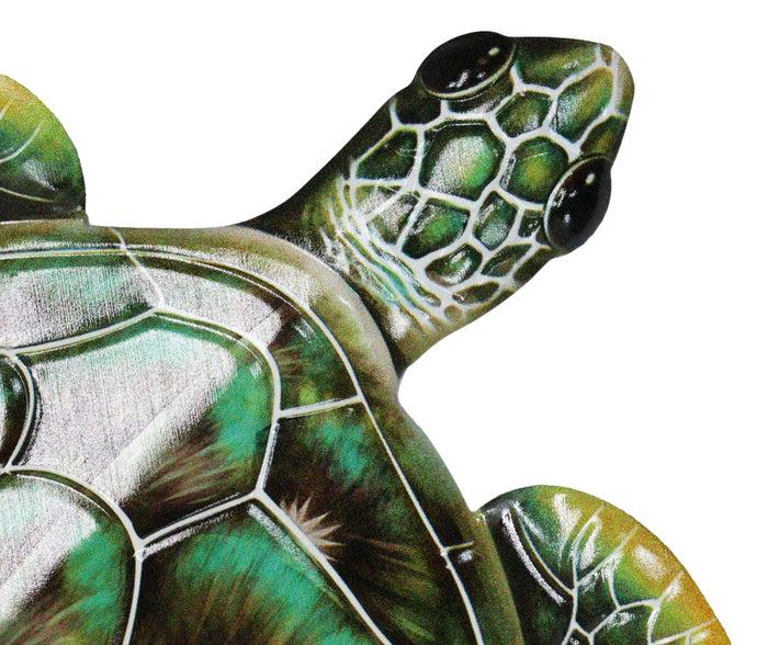 Ebros Gift Marine Ocean Harmony Series Green Bermuda Elegant Sea Turtle Metal Wall Decor