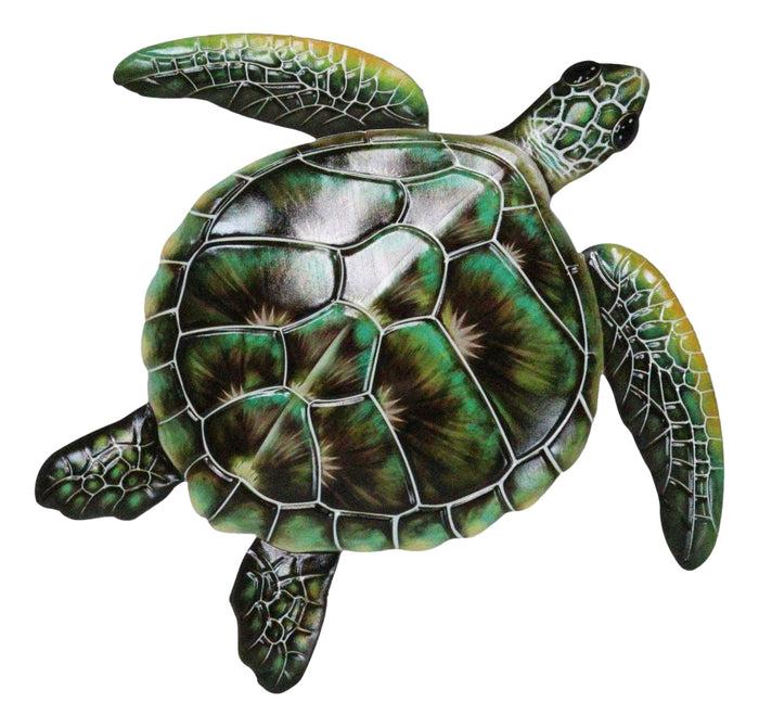 ebros gift Marine Ocean Harmony Series Green Bermuda Elegant Sea Turtle Metal Wall Decor