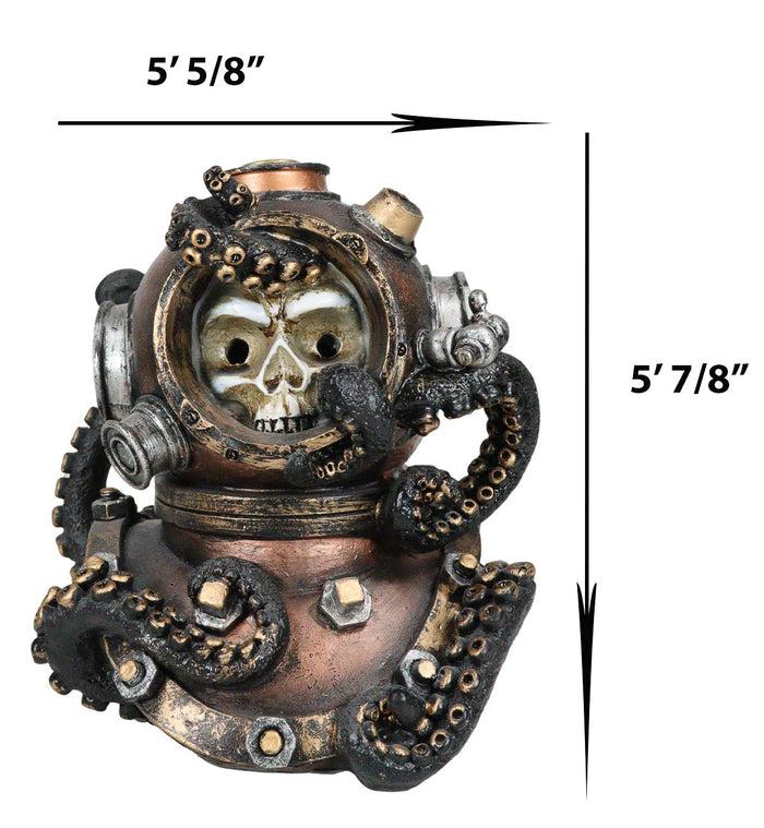 Ebros Gift Marine Octopus Kraken Steampunk Divers Helmet With Skull Incense Cone Burner