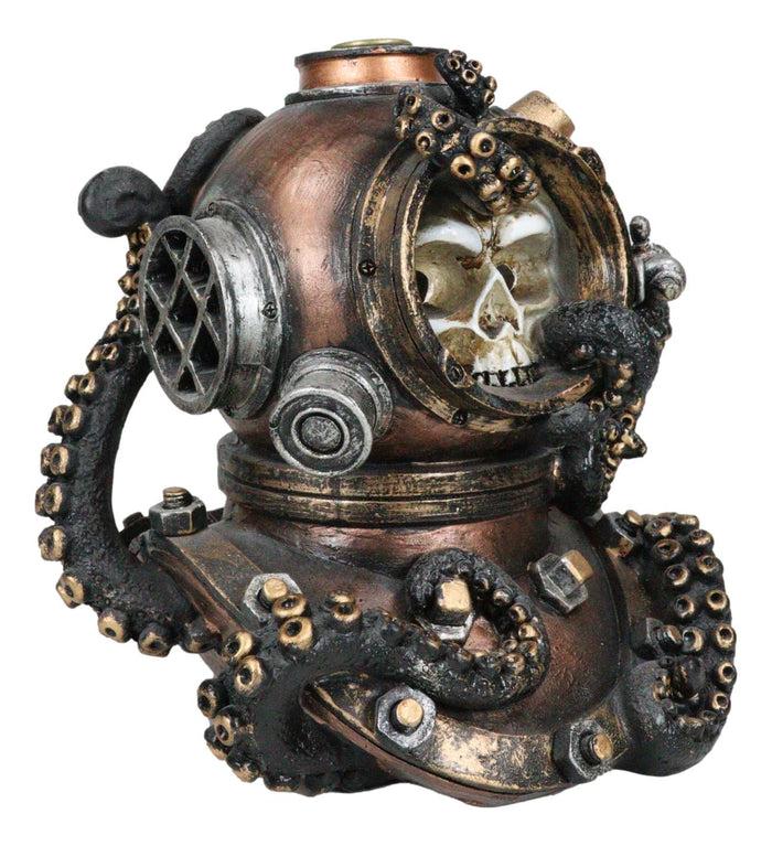 Ebros Gift Marine Octopus Kraken Steampunk Divers Helmet With Skull Incense Cone Burner