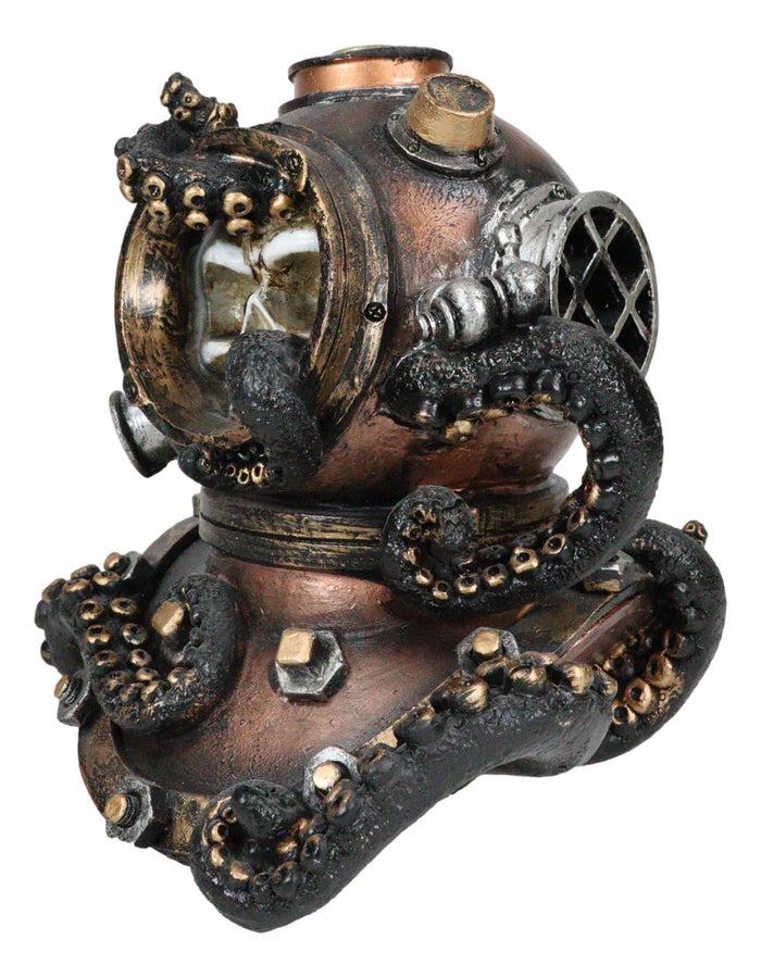 Ebros Gift Marine Octopus Kraken Steampunk Divers Helmet With Skull Incense Cone Burner