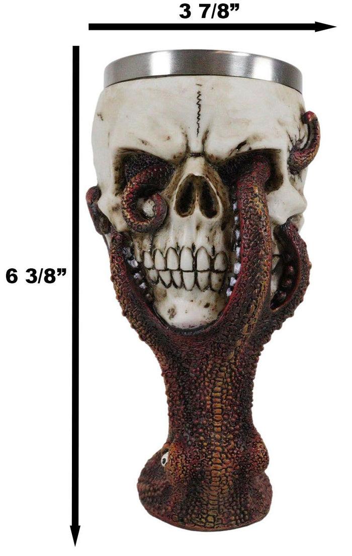Ebros Gift Marine Sea Cthulhu Octopus With Tentacles Wrecking Skull Wine Goblet Chalice