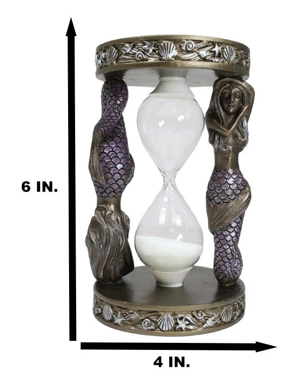 Ebros Gift Marine Sea Shells Starfish Mermaid Siren Invertible Sandtimer Sand Timer Decor