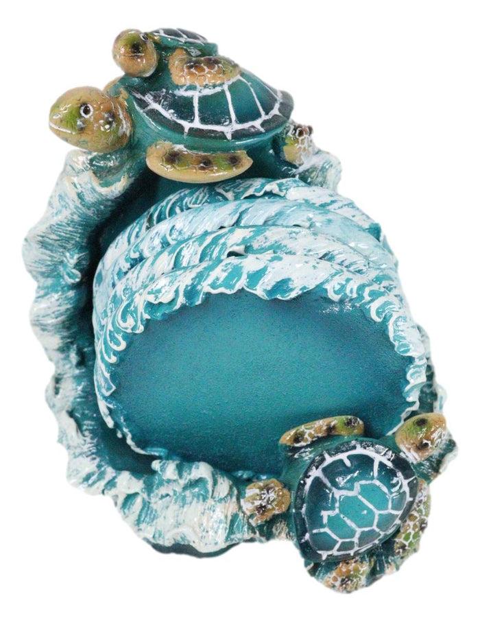 ebros gift Marine Turquoise Blue Waves Sea Turtle Mother And Hatchling Family Coaster Set
