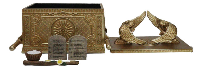 Ebros Gift Matte Gold Throne Of God Ark Of Covenant Model W/ Contents Trinket Box Figurine