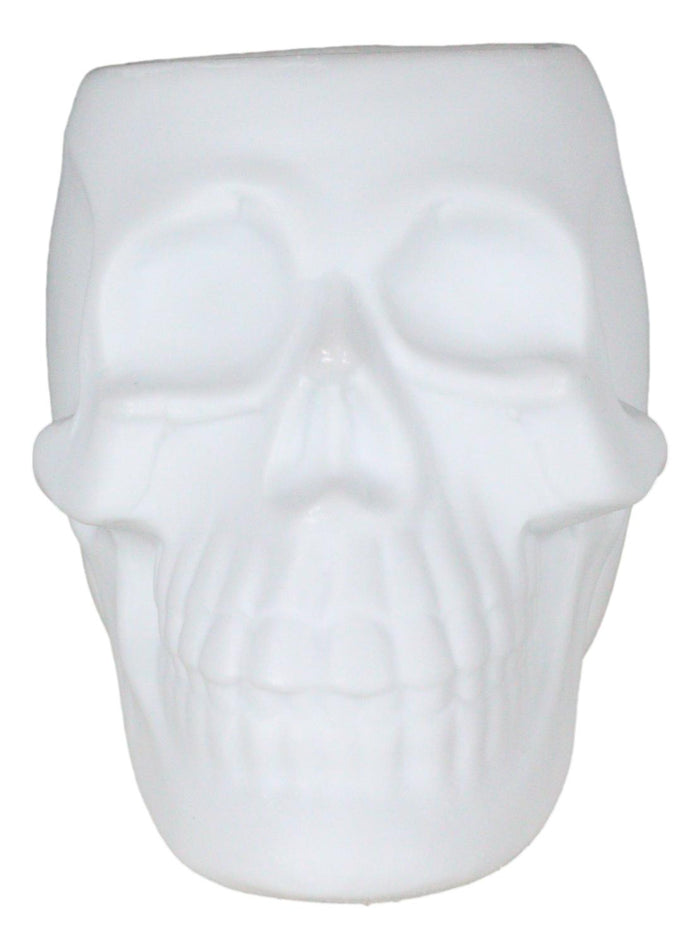Ebros Gift Matte White Gothic Skull Skeleton Ceramic Votive Candle Essential Oil Warmer