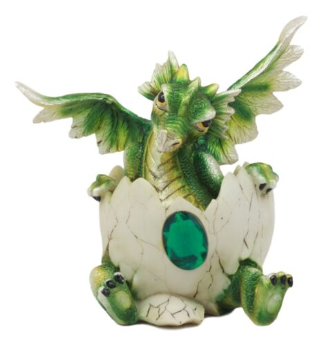 Ebros Gift May Birthstone Dragon Egg Statue 4.75"Tall Green Emerald May Birthstone Gem