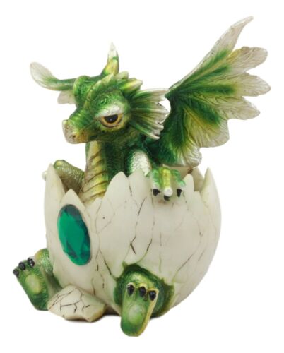 Ebros Gift May Birthstone Dragon Egg Statue 4.75"Tall Green Emerald May Birthstone Gem