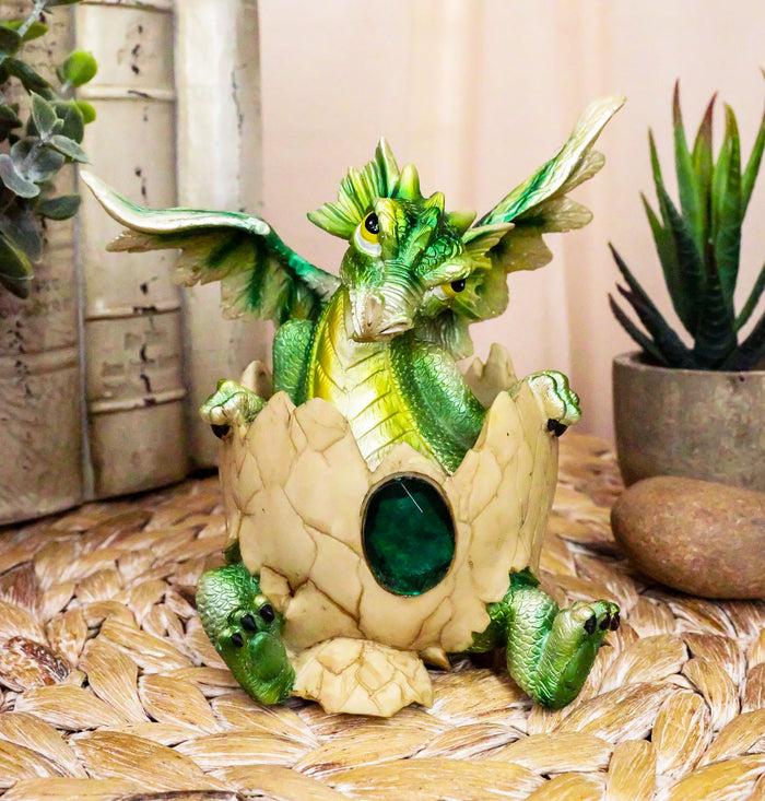 ebros gift May Birthstone Dragon Egg Statue 4.75"Tall Green Emerald May Birthstone Gem