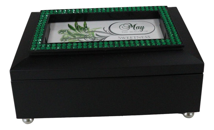 Ebros Gift May Month Emerald Birthstone Sweetness And Happiness Black Musical Trinket Box