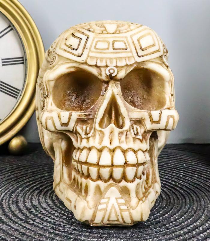 ebros gift Mayan Tribal Tattoo Chieftain Skull Statue Skeleton Cranium Voodoo Figurine