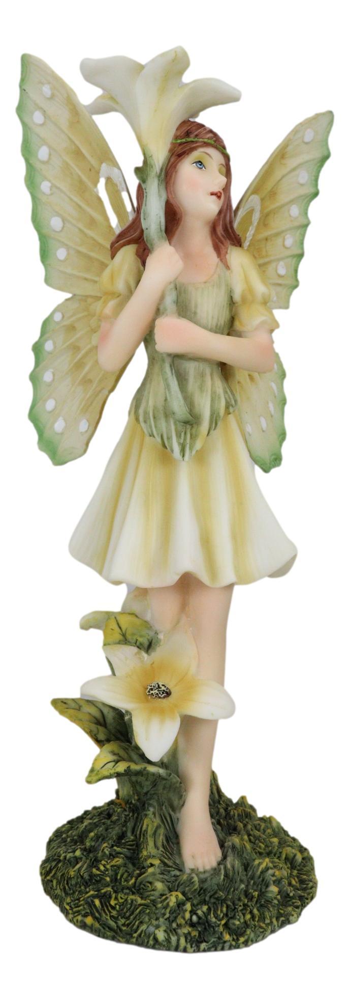 Ebros Gift Meadowland Lily Fairy Holding Flower Stem And Lilies Figurine Fae Garden Fantasy