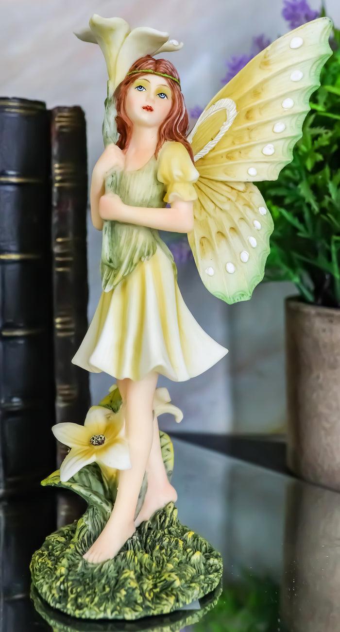 ebros gift Meadowland Lily Fairy Holding Flower Stem And Lilies Figurine Fae Garden Fantasy
