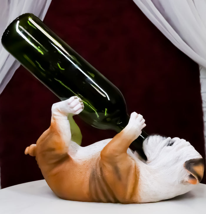 ebros gift "Meatball" The English Bulldog Wine Bottle Holder Statue 11"Long Canine Dog