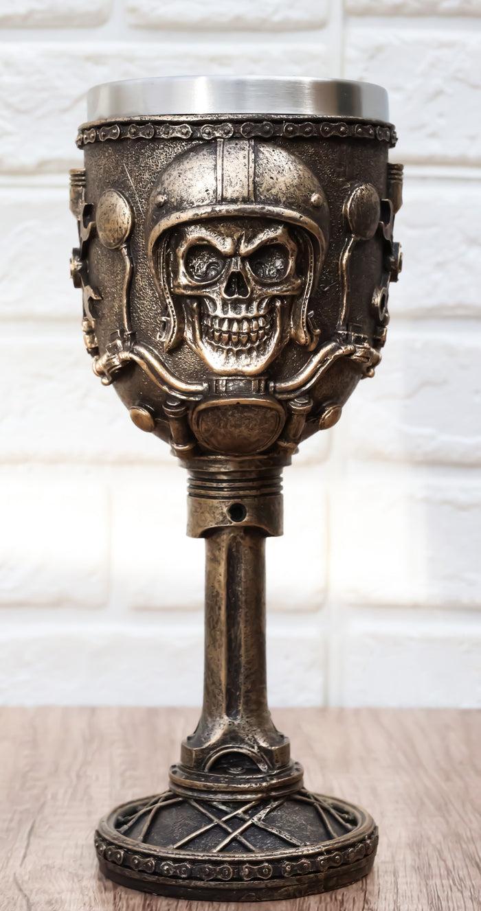 ebros gift Mechanics Engineering Motohead Aviator Pilot Skeleton Cranium Skull Wine Goblet