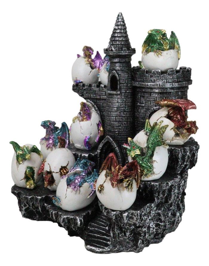Ebros Gift Medieval 12 Mini Dragons In Eggs On Mountain Stonewall Castle Display Stand Set
