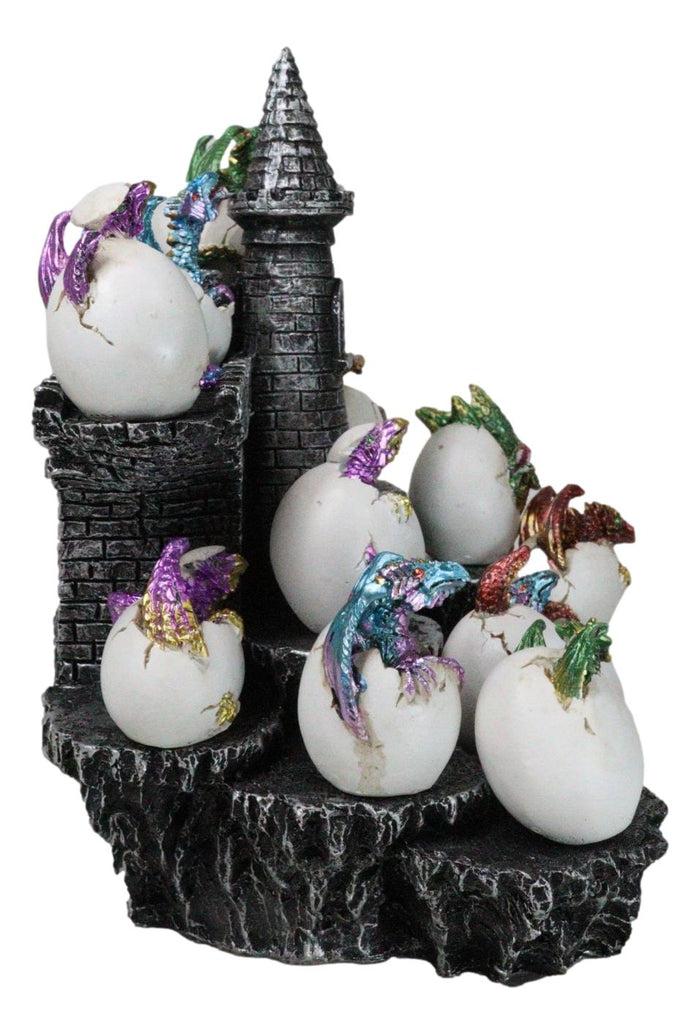 Ebros Gift Medieval 12 Mini Dragons In Eggs On Mountain Stonewall Castle Display Stand Set