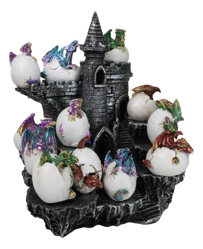 Ebros Gift Medieval 12 Mini Dragons In Eggs On Mountain Stonewall Castle Display Stand Set