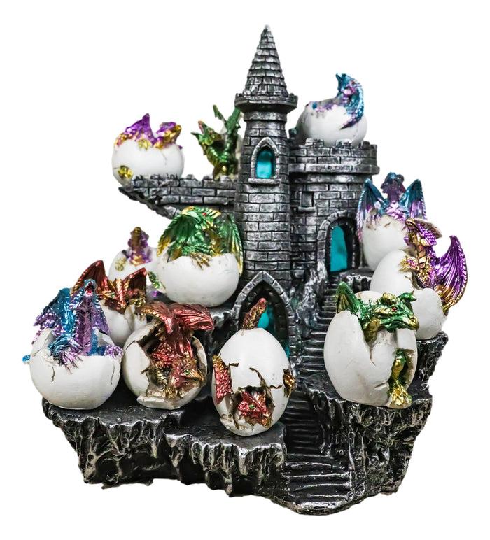 ebros gift Medieval 12 Mini Dragons In Eggs On Mountain Stonewall Castle Display Stand Set