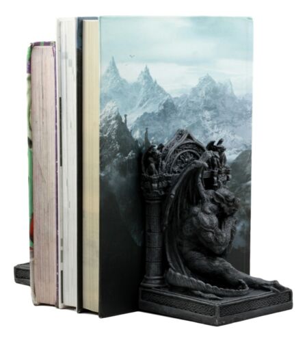 Ebros Gift Medieval Age Gothic Sculptural The Thinker Gargoyle Bookends Figurine Set 6.25"H