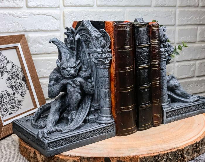 ebros gift Medieval Age Gothic Sculptural The Thinker Gargoyle Bookends Figurine Set 6.25"H