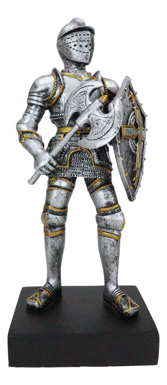 Ebros Gift Medieval Armory Valiant Crusader Knight Of Cross With Axe And Shield Figurine