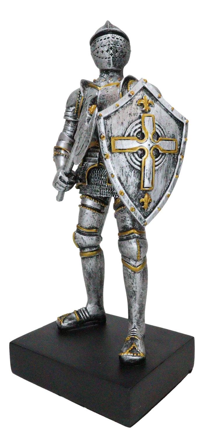 Ebros Gift Medieval Armory Valiant Crusader Knight Of Cross With Axe And Shield Figurine