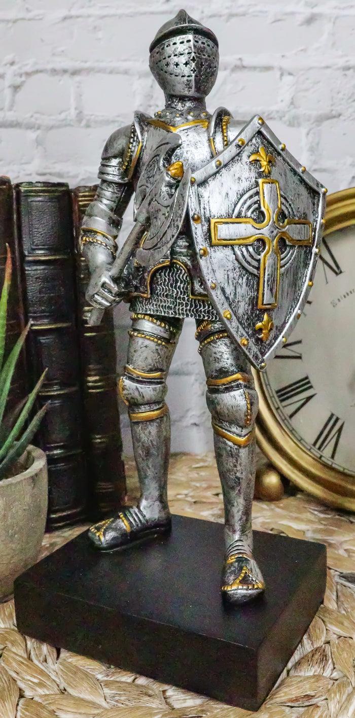 ebros gift Medieval Armory Valiant Crusader Knight Of Cross With Axe And Shield Figurine