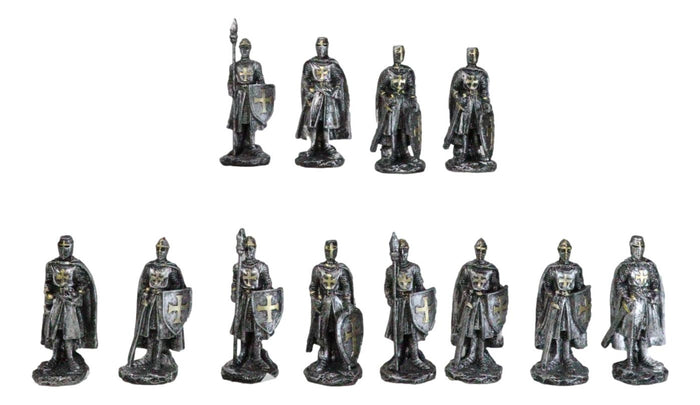 Ebros Gift Medieval Castle Fortress Display Stand And 12 Mini Crusader Knights Figurine Set