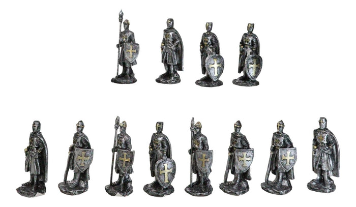 Ebros Gift Medieval Castle Fortress Display Stand And 12 Mini Crusader Knights Figurine Set
