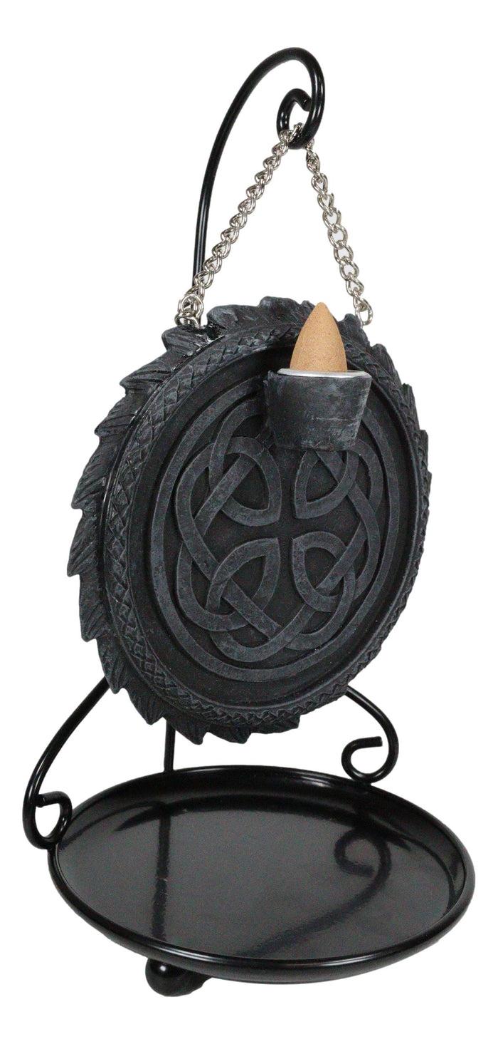 Ebros Gift Medieval Celtic Dragon Breath Aroma Waterfall Medal Backflow Incense Cone Burner