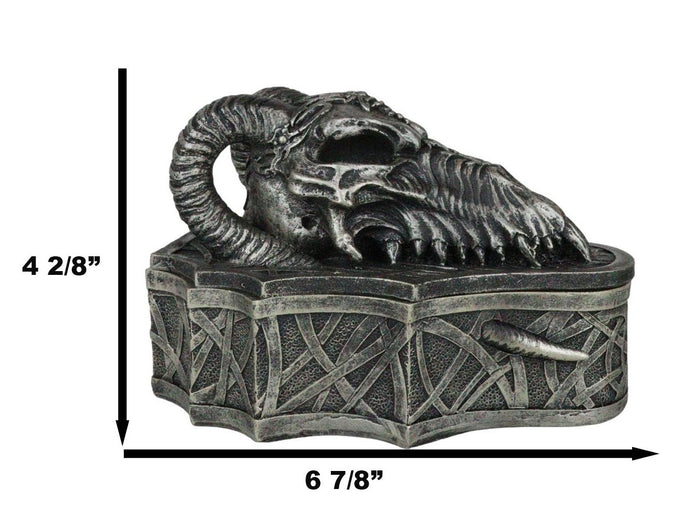 Ebros Gift Medieval Celtic Tribal Knotwork Resting Dragon Skull Decorative Box Figurine