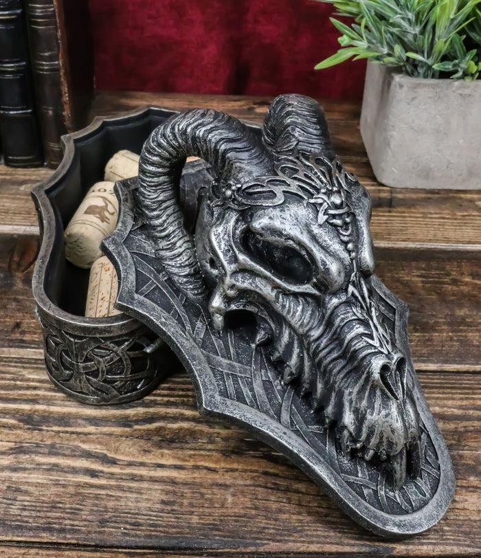Ebros Gift Medieval Celtic Tribal Knotwork Resting Dragon Skull Decorative Box Figurine