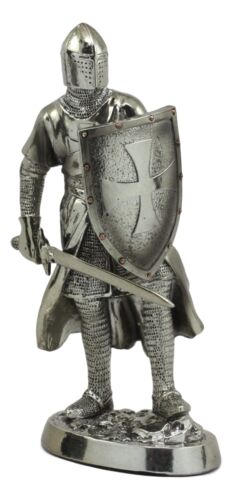 Ebros Gift Medieval Crusader Swordsman Knight Statue 7.5"Tall Suit Of Armor Heavy Infantry