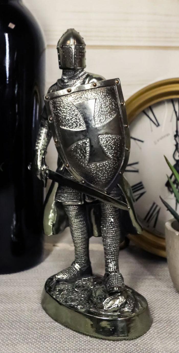 ebros gift Medieval Crusader Swordsman Knight Statue 7.5"Tall Suit of Armor Heavy Infantry