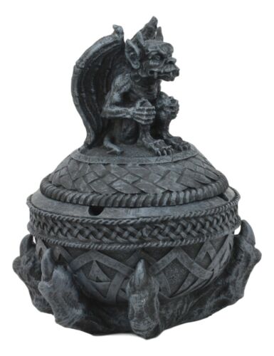 Ebros Gift Medieval Dragon Claw Gripping Celtic Orb With Gothic Gargoyle Ashtray Statue