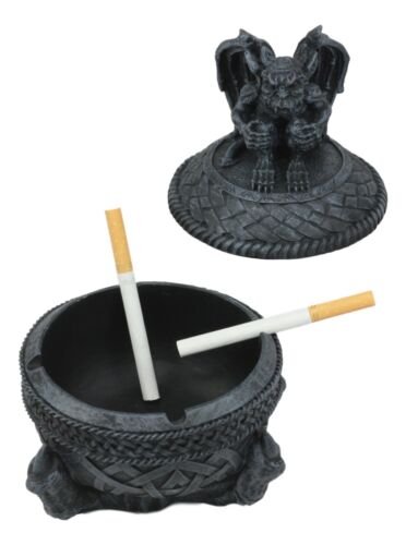 Ebros Gift Medieval Dragon Claw Gripping Celtic Orb With Gothic Gargoyle Ashtray Statue