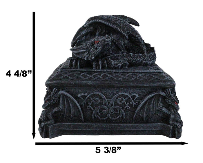Ebros Gift Medieval Dragon On Celtic Knotwork Hero's Cathedric Tomb Trinket Jewelry Box