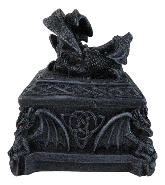 Ebros Gift Medieval Dragon On Celtic Knotwork Hero's Cathedric Tomb Trinket Jewelry Box
