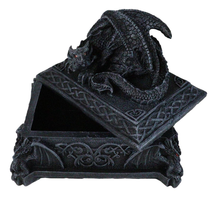 Ebros Gift Medieval Dragon On Celtic Knotwork Hero's Cathedric Tomb Trinket Jewelry Box