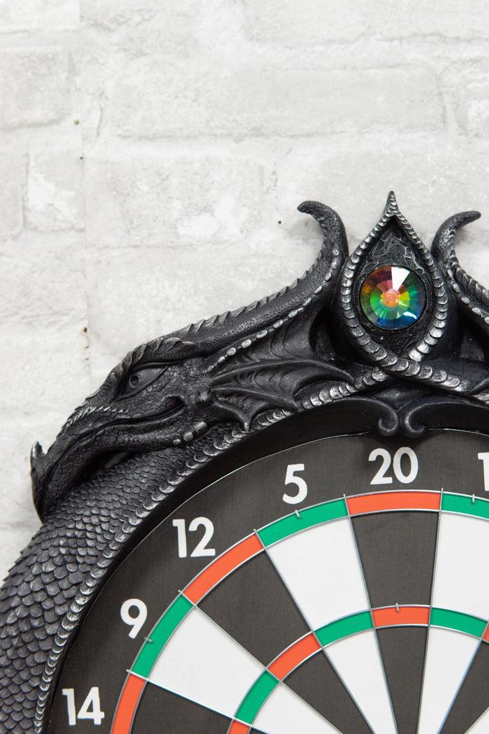 Ebros Gift Medieval Dungeon Crystal Jade Dual Dragon Dart Board Wall Sculpture 20.5"H Decor