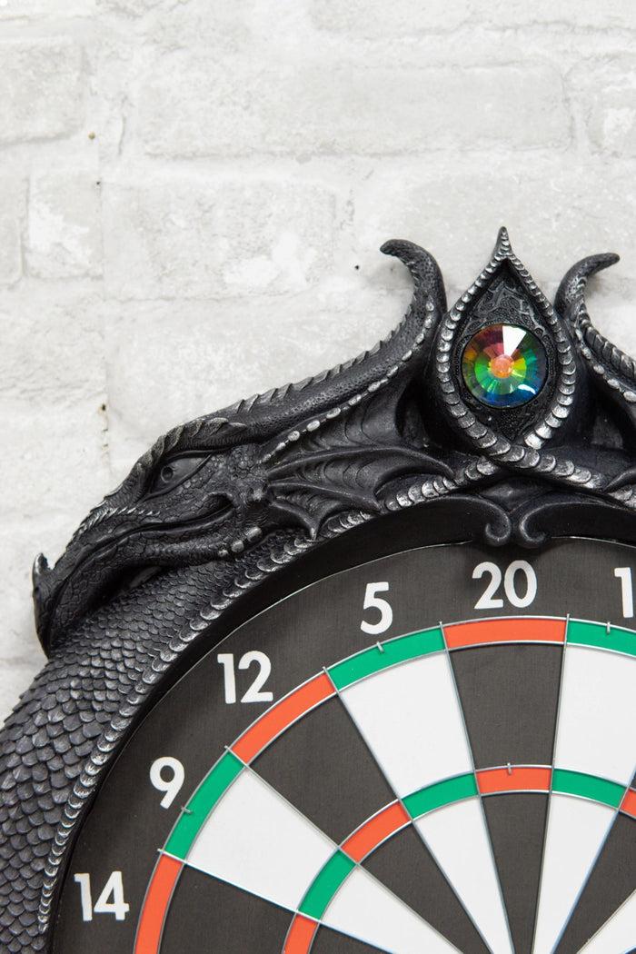 Ebros Gift Medieval Dungeon Crystal Jade Dual Dragon Dart Board Wall Sculpture 20.5"H Decor