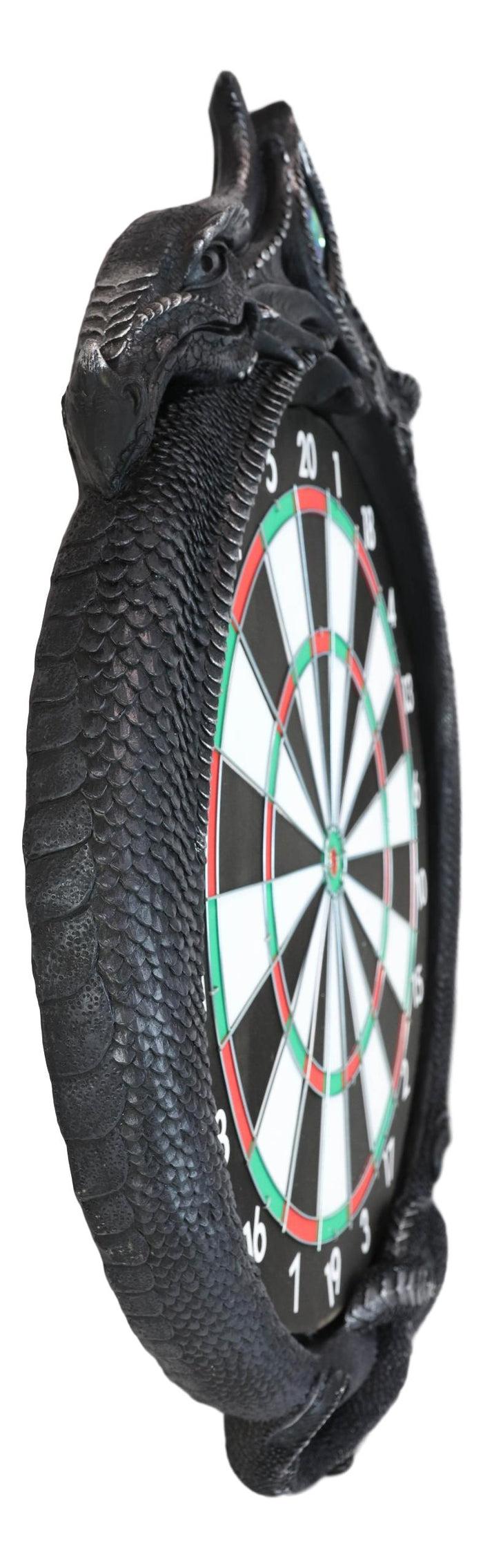 Ebros Gift Medieval Dungeon Crystal Jade Dual Dragon Dart Board Wall Sculpture 20.5"H Decor
