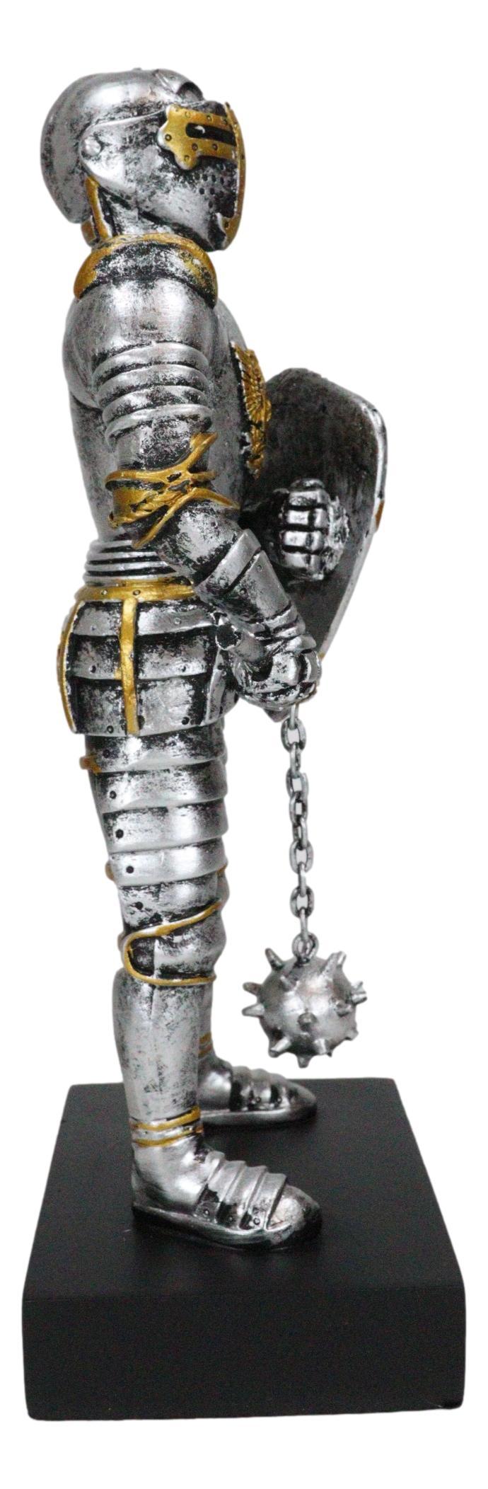 Ebros Gift Medieval Eagle Heraldry Knight Crusader Le Fleur Shield And Mace Flail Figurine